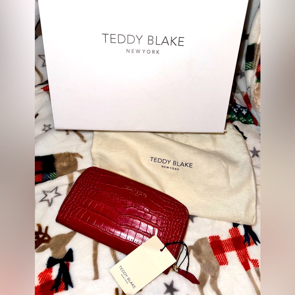 Teddy Blake Zipwallet Croco embossed calf skin Dark Red